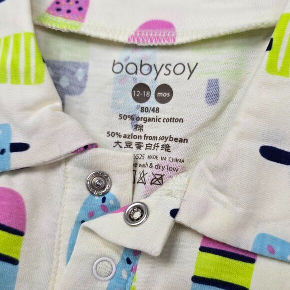 Babysoy Organic Polo Bodysuit | Ice Pop Print | 6โ24M | Multiple Sizes | NWT - Picture 6 of 6